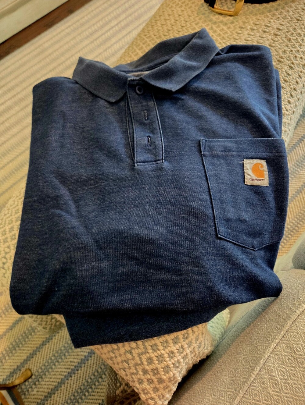 Carhartt Men's Navy Blue V-Neck Pocket Sweater